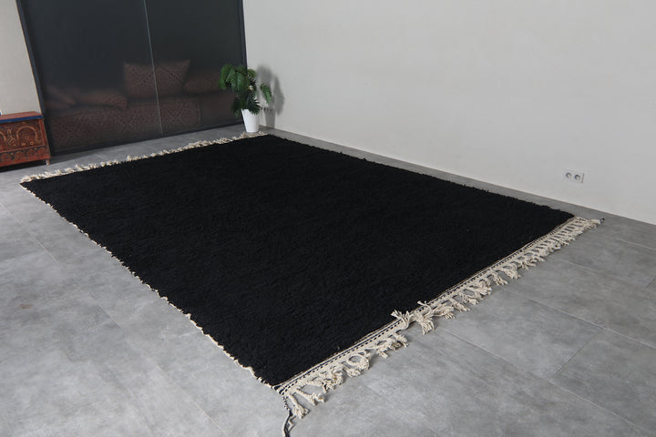 Black Moroccan shag rug 9.4x13.2 ft - Handmade wool Berber carpet