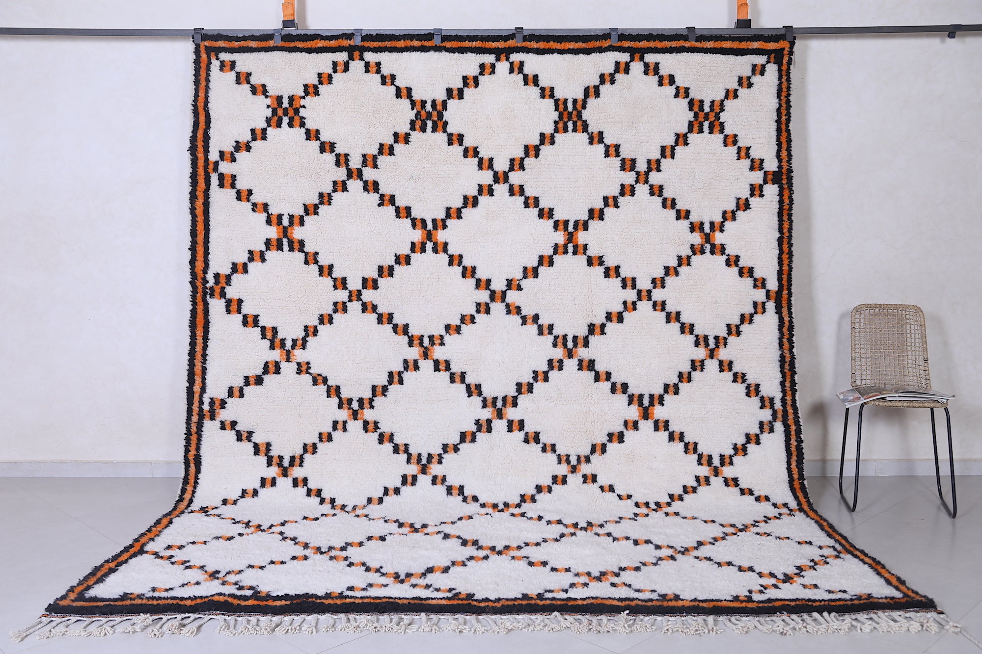Rust Diamond Rug Custom geometric Moroccan rug – Black & rust diamond pattern ...