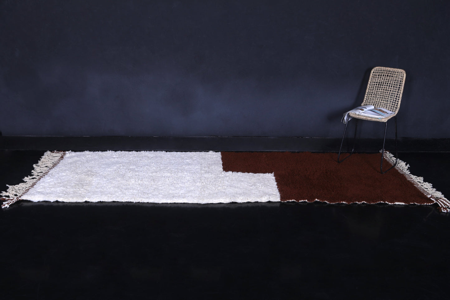 Runner Brown and White Handmade rug - custom moroccan berber carpet