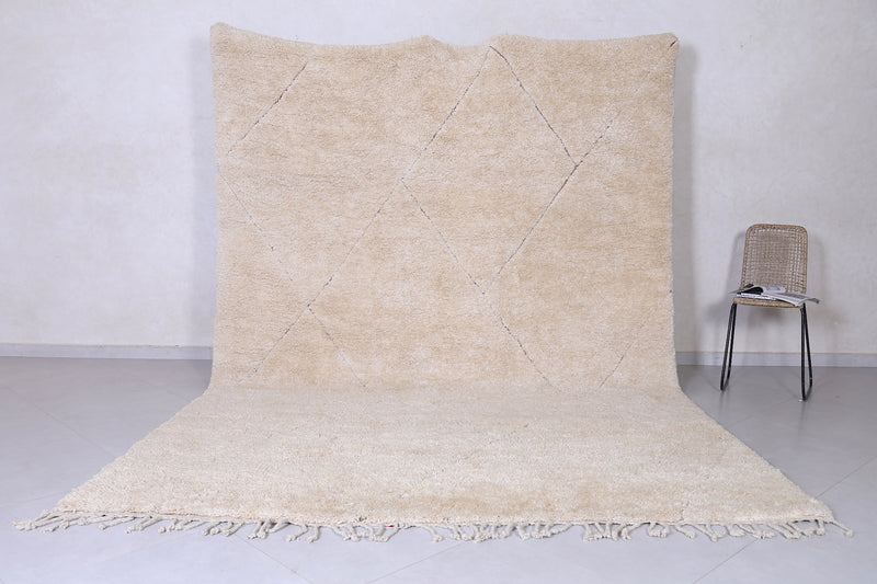 Custom beni ourain cream Moroccan rug with diamond pattern