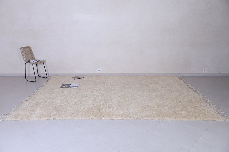 Custom beni ourain cream Moroccan rug with diamond pattern