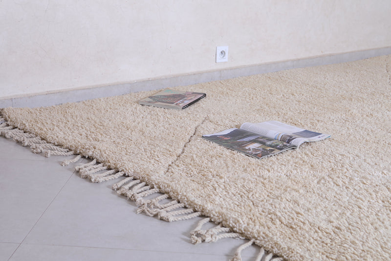 Custom beni ourain cream Moroccan rug with diamond pattern