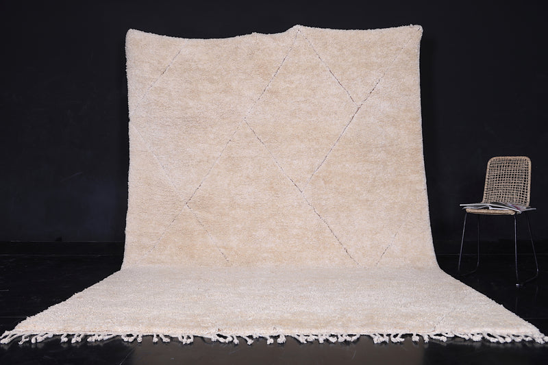 Custom beni ourain cream Moroccan rug with diamond pattern