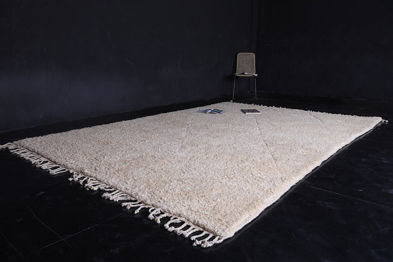Custom beni ourain cream Moroccan rug with diamond pattern