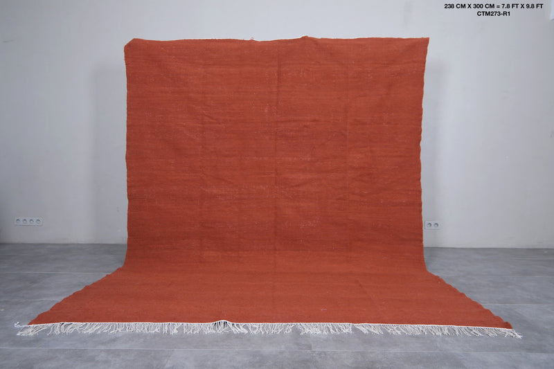 Solid Terracotta Moroccan Rug - 7.8 x 9.8 ft