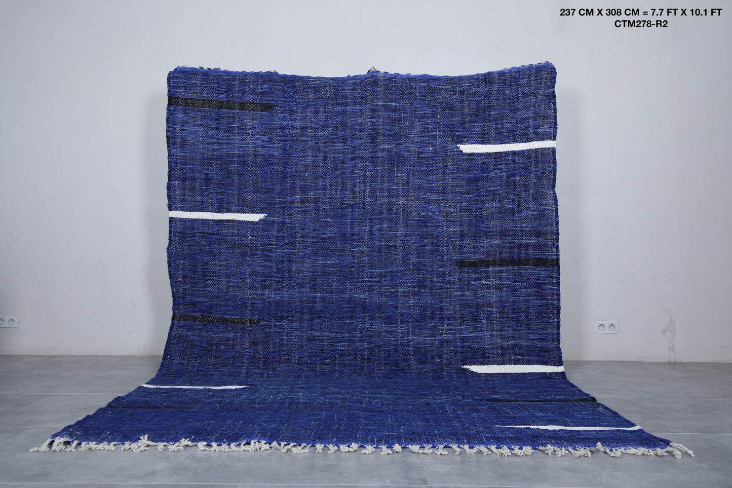 Blue rug - Flat woven wool kilim - Berber custom rug - Moroccan area rug