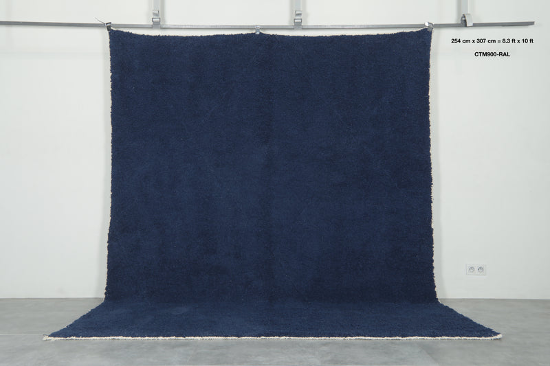 Navy Moroccan beni ourain rug - Handmade wool carpet - 8.3 ft x 10 ft