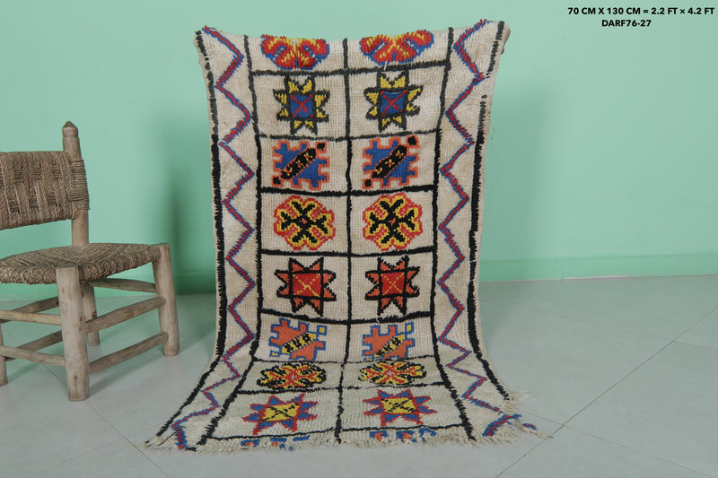 Handwoven Small Moroccan Rug 2.2 x 4.2 FT - Vibrant Artistic Design - moroccan rug
