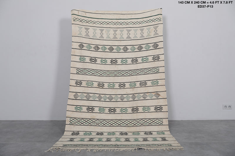 Handmade Moroccan Rug 4.6x7.8 FT - Geometric Tribal Design - 