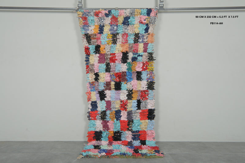 Multicolor Moroccan Boucherouite Rug – 5.2 x 7.5 Feet Handmade Patchwork Carpet - Boucherouite Rugs