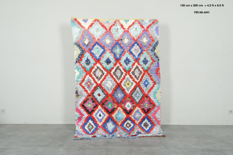 Handmade Moroccan boucherouite rug - 4.2 ft x 6.5 ft