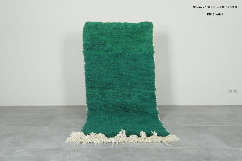 Green Moroccan beni ourain rug - 2.9 ft x 5.9 ft