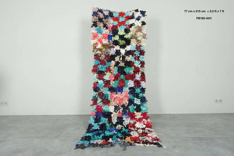Moroccan boucherouite runner rug - 2.5 ft x 7 ft