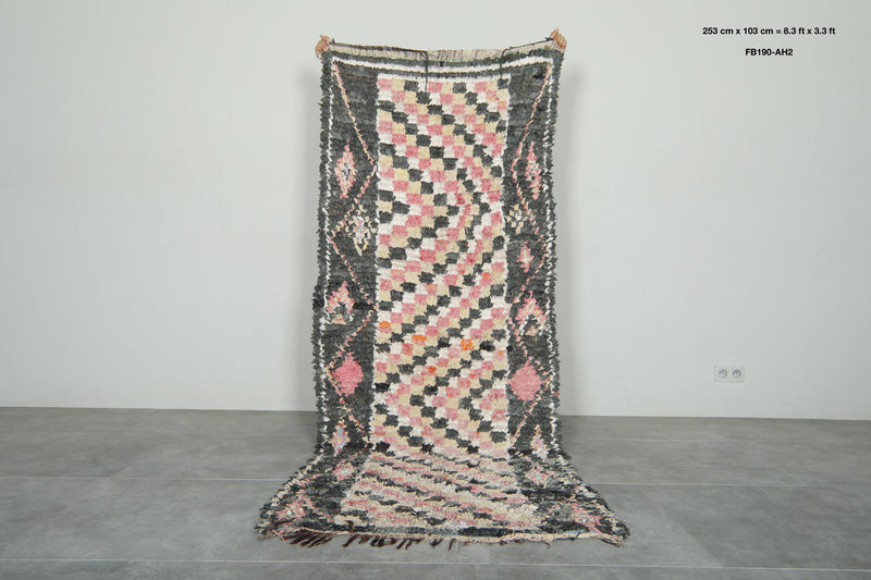 Geometric Moroccan wool rug - 8.3 ft x 3.3 ft - Handmade carpet