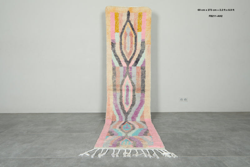 Geometric runner Moroccan rug - 2.2 ft x 8.9 ft - Handmade wool rug