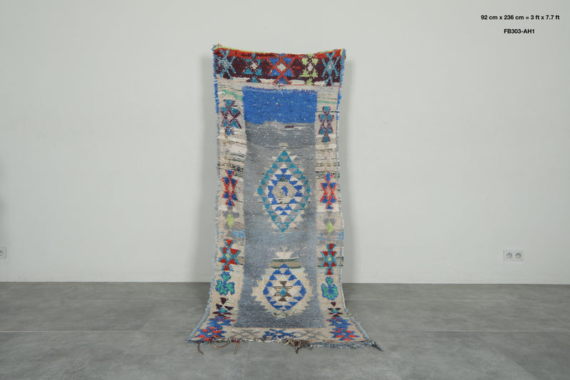 Geometric Moroccan runner rug - 3 ft x 7.7 ft - Handwoven wool carpet - Runner moroccan rugs