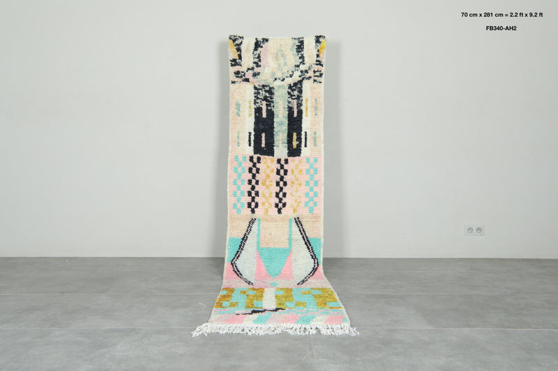 Moroccan runner rug - 2.2 ft x 9.2 ft - Handmade wool rug