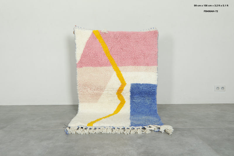 Beni ourain Moroccan wool rug - 3.2 ft x 5.1 ft - Handwoven wool carpet