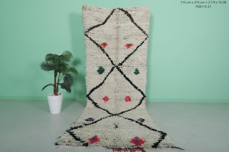 Vintage moroccan runner rug 3.7 X 10.3 Feet - Runner moroccan rugs