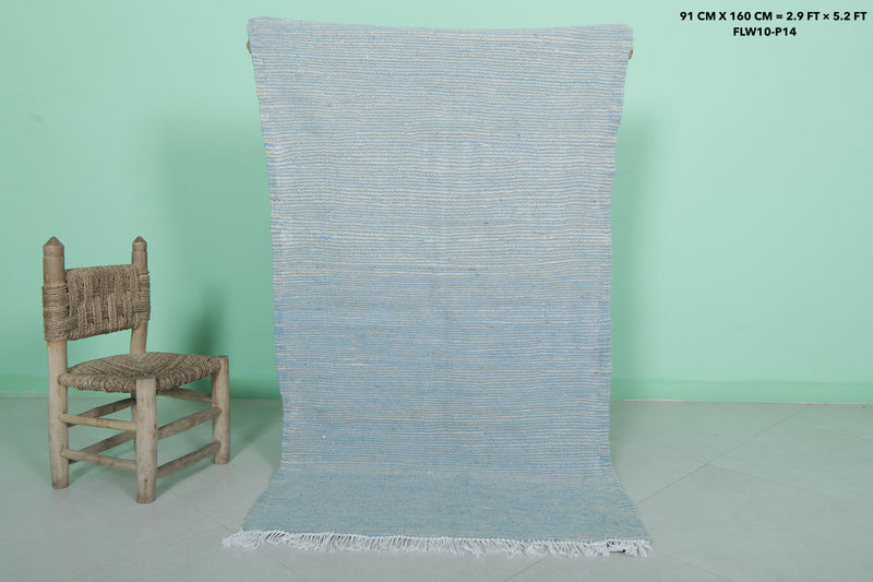 Sky Blue Moroccan Rug - 2.9 X 5.2 Feet | Handwoven Charm