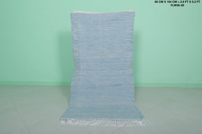 Handwoven Moroccan Rug - 2.8 X 5.3 Feet | Soft Blue - Flat woven rugs