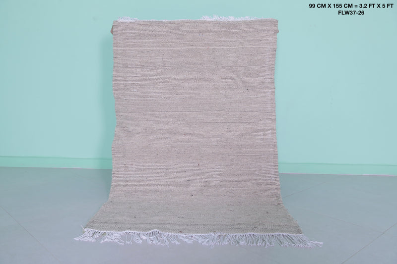 Handwoven Moroccan Rug - 3.2 X 5 Feet | Natural Beige - Flat woven rugs