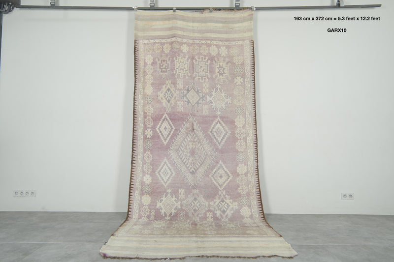 Geometric wool rug 5.3 ft x 12.2 ft - handmade - Moroccan Rug
