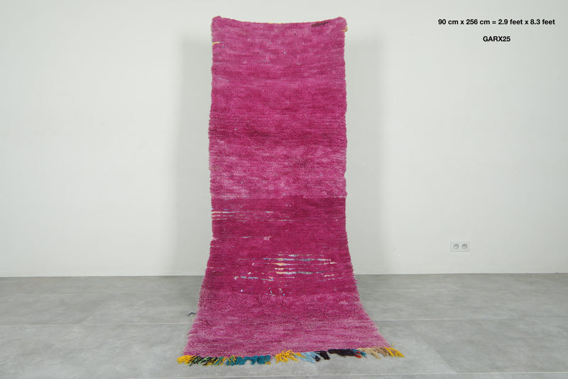 Pink runner rug - 2.9 feet x 8.3 feet - Handwoven wool carpet - Runner moroccan rugs