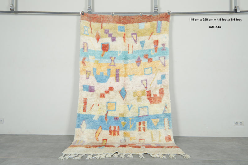 Moroccan rug with geometric design 4.8 ft x 8.4 ft - Handmade - moroccan rug