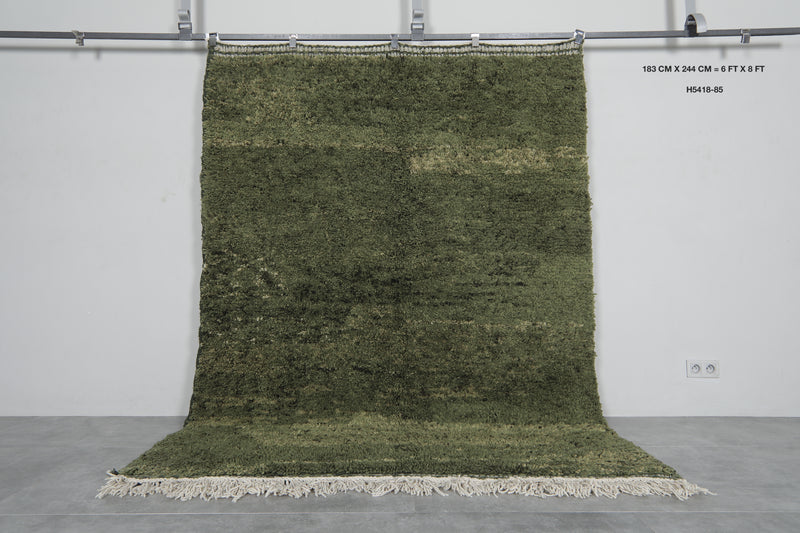 Green Hand-knotted rug 6 FT X 8 FT