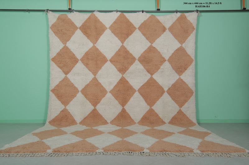 Diamond Moroccan rug - 11.2 x 14.5 ft | Handwoven statement piece - Beni ourain rugs
