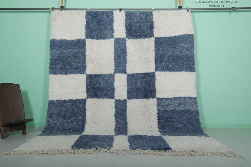 Beni ourain Moroccan rug - 8.3 x 9.7 ft | Handwoven checkered design - Beni ourain rugs