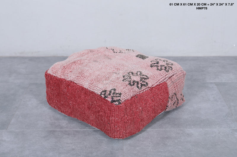 Moroccan handmade old azilal ottoman pouf - kilim pouf