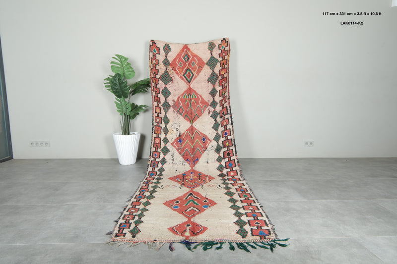 Geometric Moroccan runner rug with geometric design - 3.8 ft x 10.8 ft