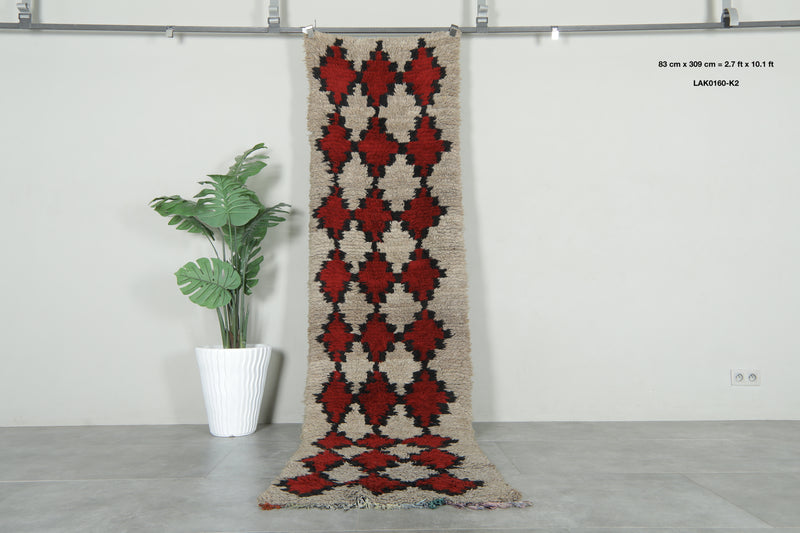Geometric Moroccan runner rug - 2.7 ft x 10.1 ft