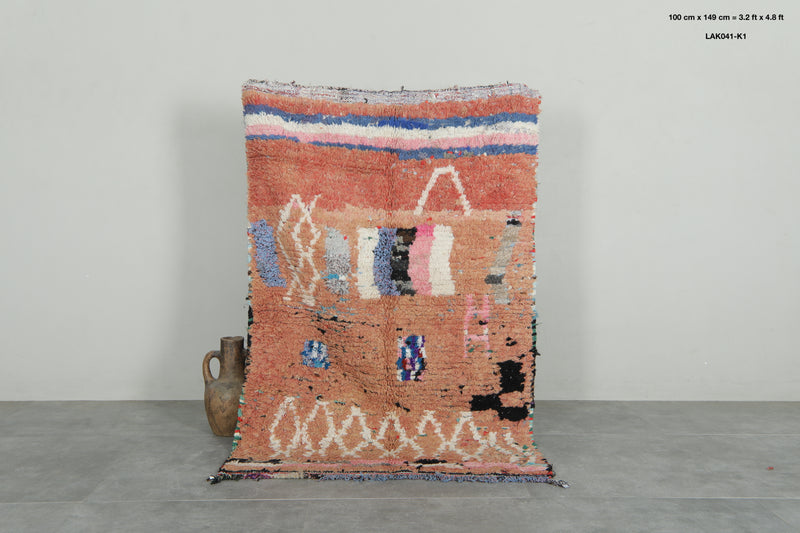 Geometric Moroccan rug - Handmade wool carpet - 3.2 ft x 4.8 ft