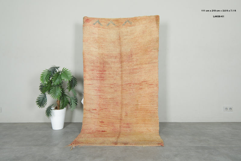 Minimalist beige Moroccan wool rug - 3.6 ft x 7.1 ft