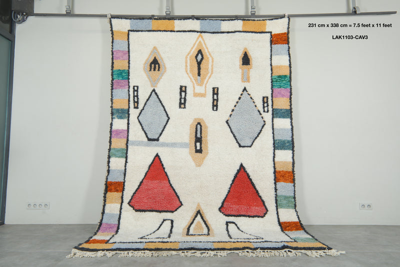 Colorful Moroccan rug  7.5 ft x 11 ft - Handmade