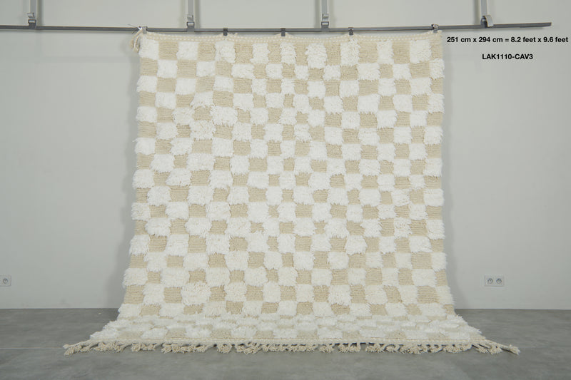 Checkered Moroccan rug  8.2 feet x 9.6 feet - Handmade