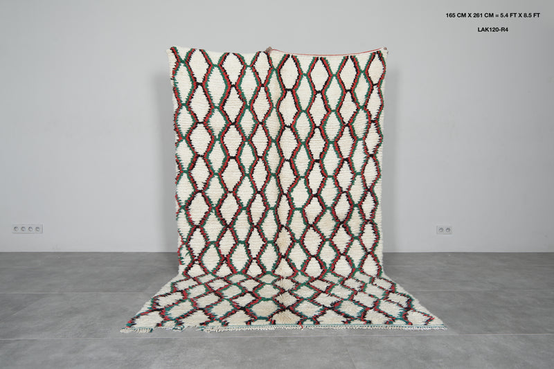 Trellis Moroccan Rug 5.4 FT X 8.5 FT Handmade Berber Rug - 