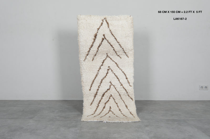 Handmade Beni Ourain Rug Runner 2.2x5 ft - Moroccan Wool Rug - Runner moroccan rugs