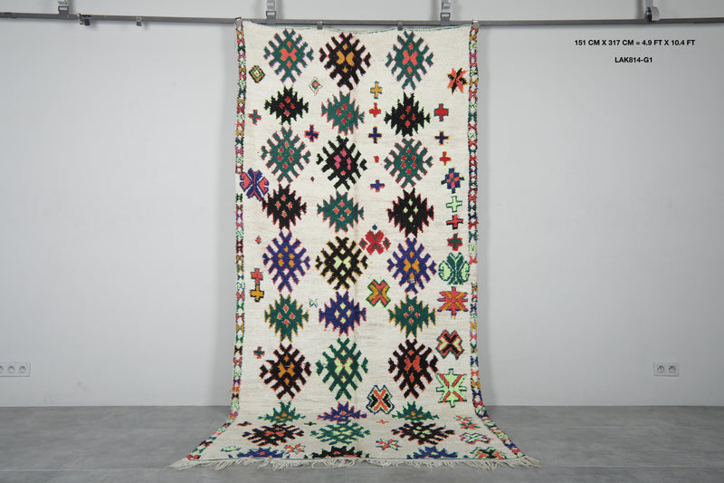 Handmade Berber Runner Rug 4.9x10.4 ft - Moroccan Wool Azilal Rug - Runner moroccan rugs