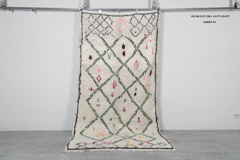 Handmade Wool Rug 4.3 X 8.8 FT Beni Ourain Rug - Runner moroccan rugs