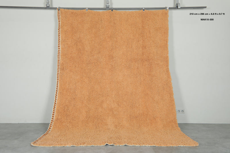Peach Moroccan rug - Plush wool minimalist style - 6.8 ft x 9.7 ft