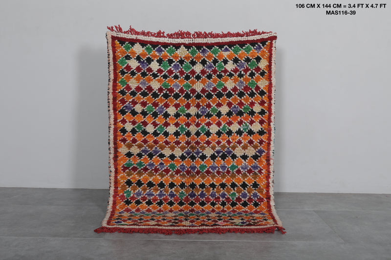 Handmade Moroccan Rug - 3.4 x 4.7 ft | Vibrant Berber Style - Azilal rugs
