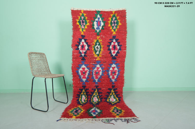 Handwoven Moroccan Rug - Vibrant 2.9 X 7.4 Feet | Authentic Decor - Boucherouite Rugs