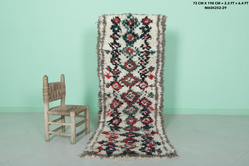 Colorful Moroccan Berber Rug - 2.3 X 6.4 Feet - Beni ourain rugs