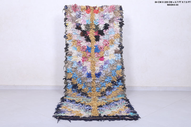 Moroccan Berber Rug – 2.7 x 7.5 Feet – Abstract Multicolored Handwoven Art - DEFERENT MOROCCAN RUGS