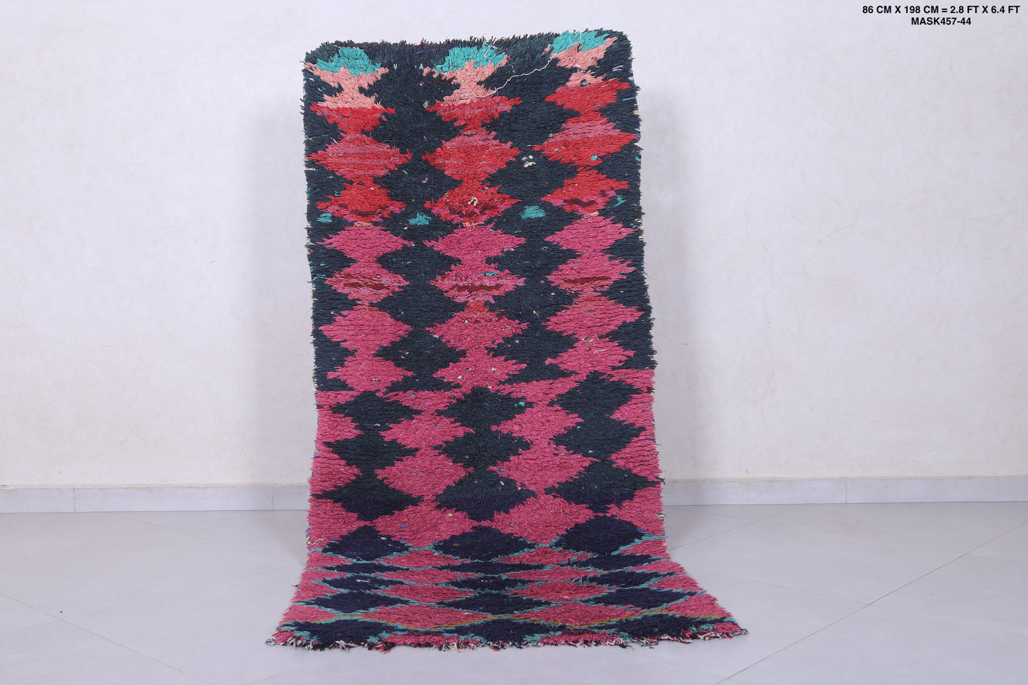 Moroccan berber rug 2.8 X 6.4 Feet - Boucherouite Rugs