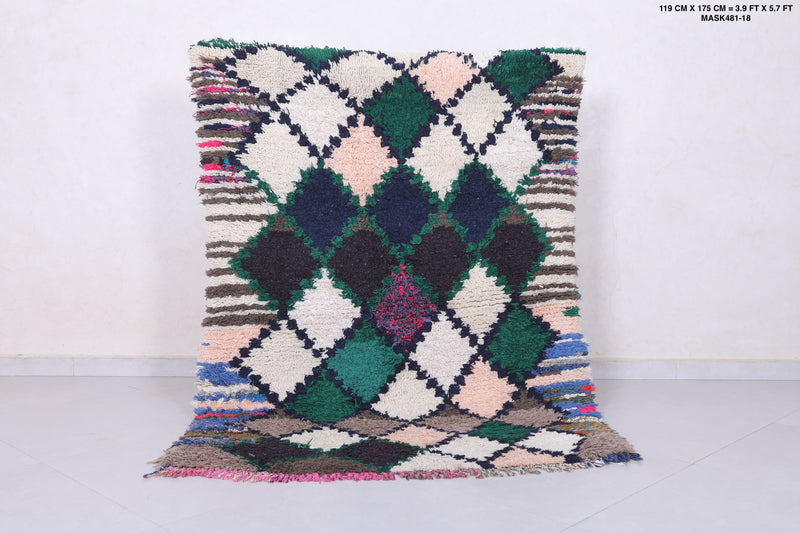 Handwoven Moroccan Berber Rug - 3.9 X 5.7 Feet - Boucherouite Rugs